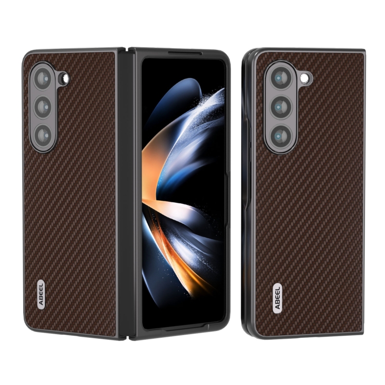 

For Samsung Galaxy Z Fold6 ABEEL Carbon Fiber Texture Protective Phone Case(Dark Brown)