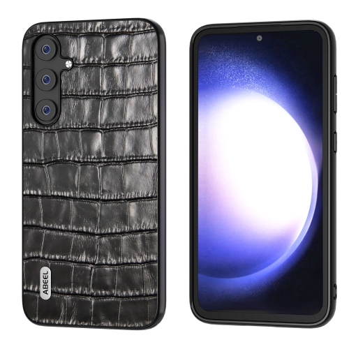 

For Samsung Galaxy S23 FE 5G ABEEL Crocodile Texture Genuine Leather Phone Case(Black)