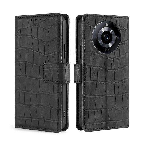 For Realme 11 5G Skin Feel Crocodile Magnetic Clasp Leather Phone Case(Black) melodine out of your hands 1 cd