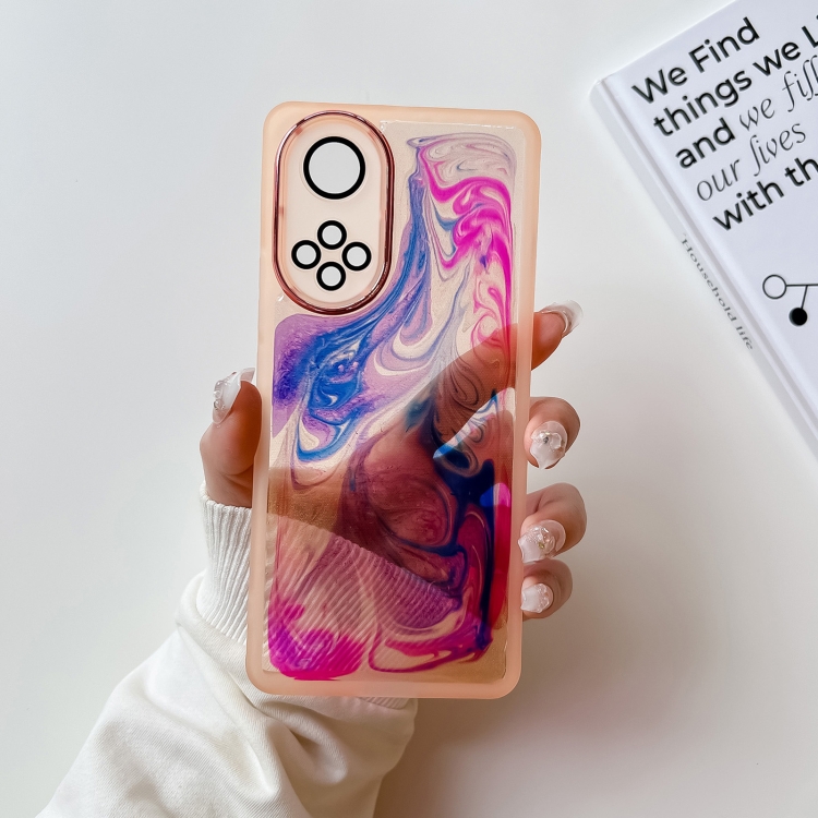

For Honor 50 Oil Painting Electroplating TPU Phone Case(Pink)