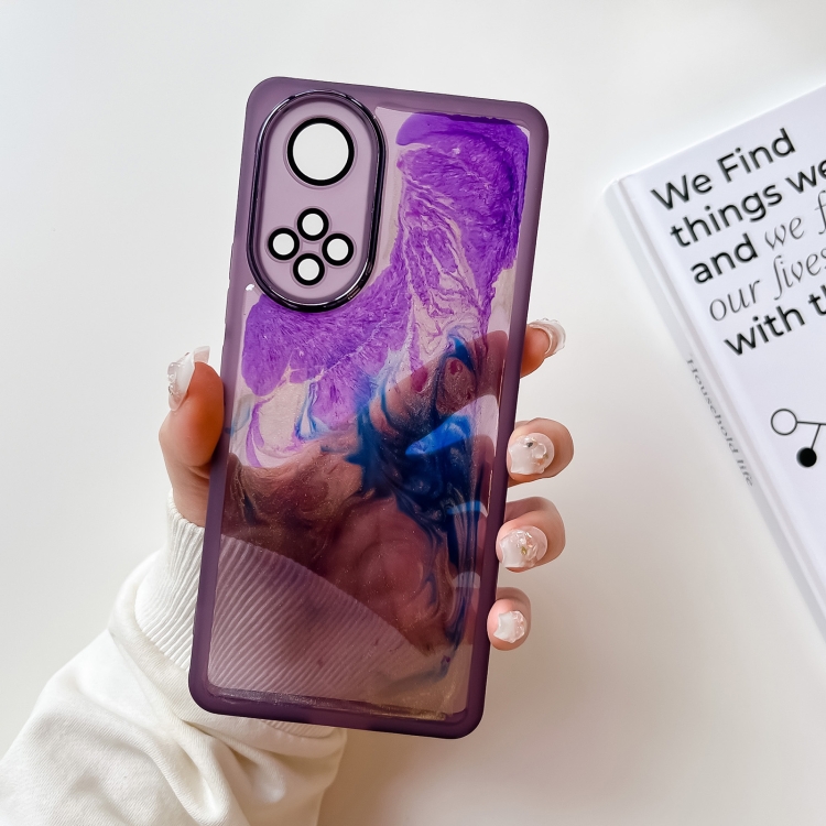 

For Honor 50 Oil Painting Electroplating TPU Phone Case(Purple)