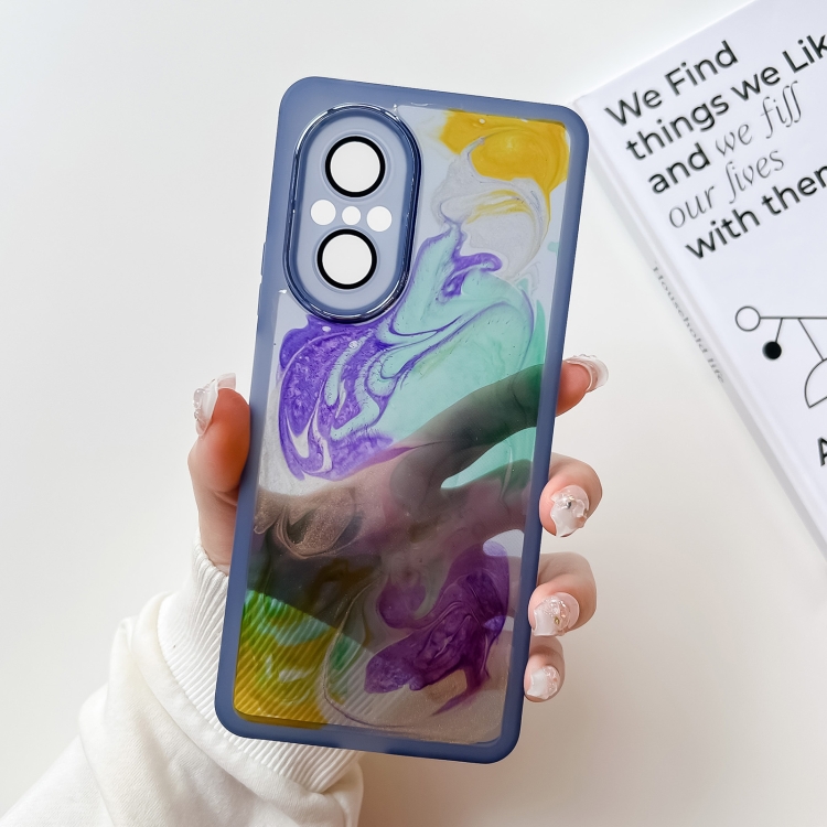

For Honor 50 SE Oil Painting Electroplating TPU Phone Case(Blue)