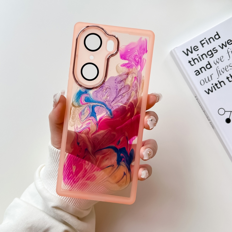 

For Honor 60 Oil Painting Electroplating TPU Phone Case(Pink)