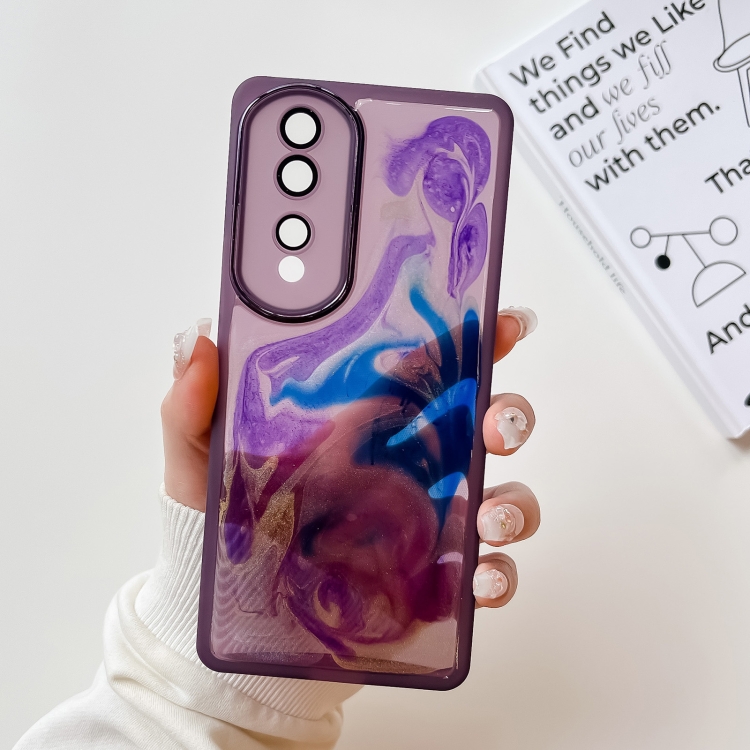 

For Honor 80 Pro Oil Painting Electroplating TPU Phone Case(Purple)