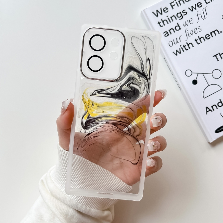 

For Honor 80 SE Oil Painting Electroplating TPU Phone Case(White)