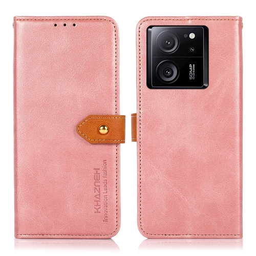 

For Xiaomi 13T / Redmi K60 Ultra KHAZNEH Cowhide Texture Flip Leather Phone Case(Rose Gold)