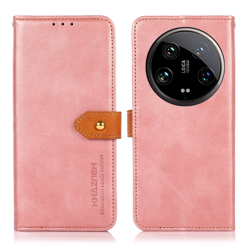 

For Xiaomi 14 Ultra KHAZNEH Cowhide Texture Flip Leather Phone Case(Rose Gold)
