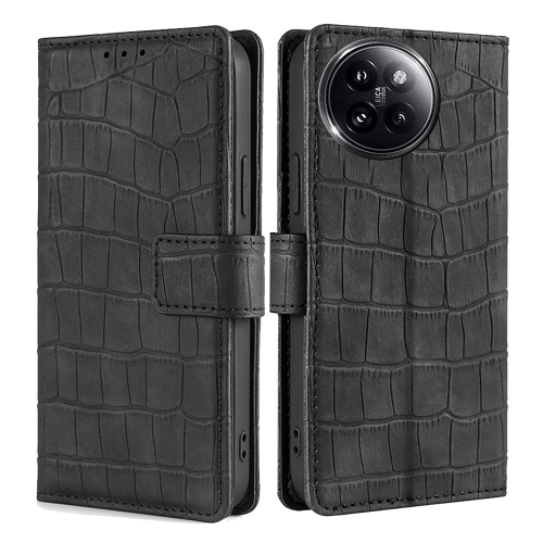 

For Xiaomi Civi 4 Pro Skin Feel Crocodile Magnetic Clasp Leather Phone Case(Black)