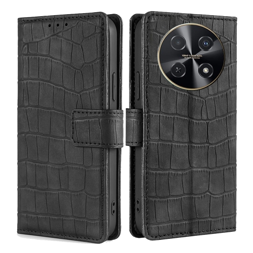 

For Huawei nova 12i 4G Skin Feel Crocodile Magnetic Clasp Leather Phone Case(Black)
