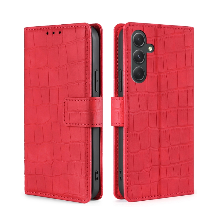 

For Samsung Galaxy A54 5G Skin Feel Crocodile Magnetic Clasp Leather Phone Case(Red)
