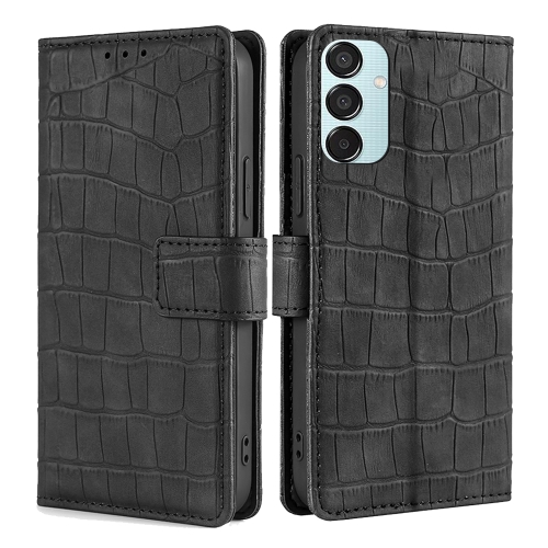 For Samsung Galaxy M15 5G Skin Feel Crocodile Magnetic Clasp Leather Phone Case(Black)