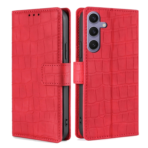 

For Samsung Galaxy S24+ 5G Skin Feel Crocodile Magnetic Clasp Leather Phone Case(Red)