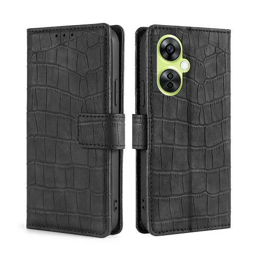 

For OnePlus Nord CE 3 Lite 5G Skin Feel Crocodile Magnetic Clasp Leather Phone Case(Black)