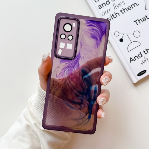 

For vivo X60 Pro Oil Painting Electroplating TPU Phone Case(Purple)
