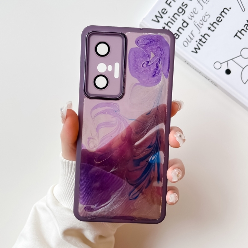 

For vivo X70 Oil Painting Electroplating TPU Phone Case(Purple)