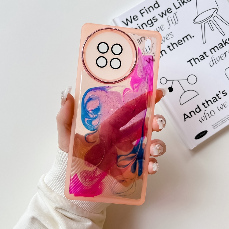 

For vivo X90 Oil Painting Electroplating TPU Phone Case(Pink)