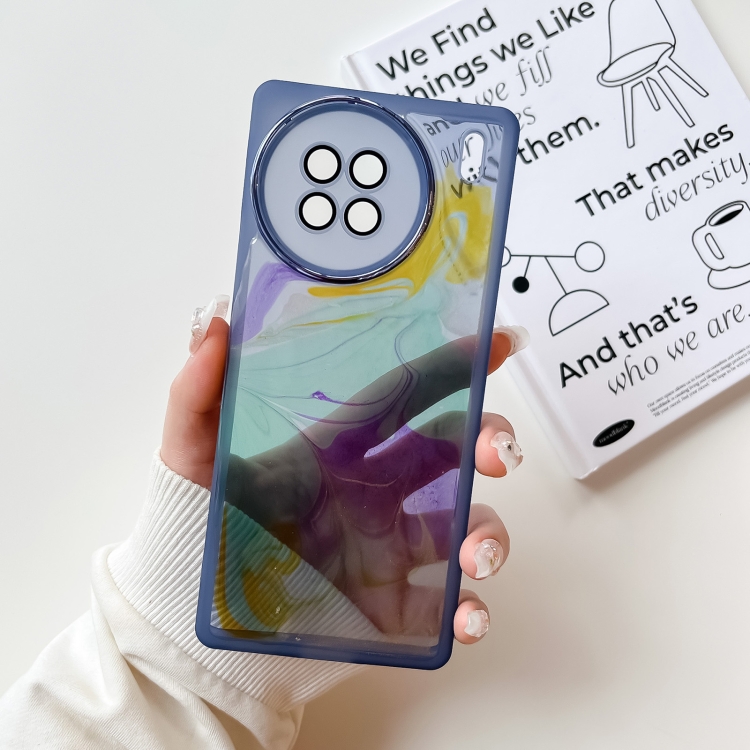 

For vivo X90 Oil Painting Electroplating TPU Phone Case(Blue)
