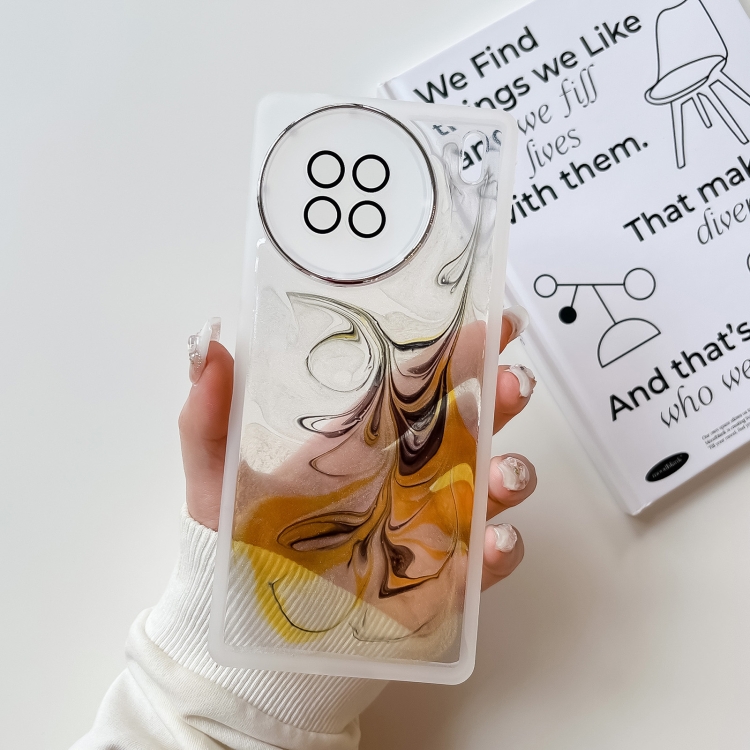 

For vivo X90 Oil Painting Electroplating TPU Phone Case(White)