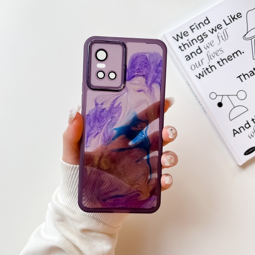 

For vivo S10 Oil Painting Electroplating TPU Phone Case(Purple)