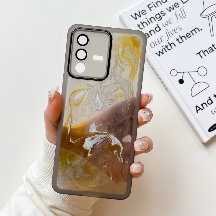 

For vivo S12 Oil Painting Electroplating TPU Phone Case(Grey)