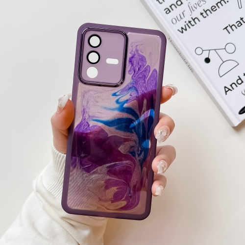 

For vivo S12 Oil Painting Electroplating TPU Phone Case(Purple)