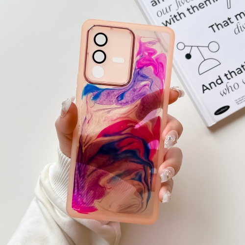 

For vivo S12 Pro Oil Painting Electroplating TPU Phone Case(Pink)