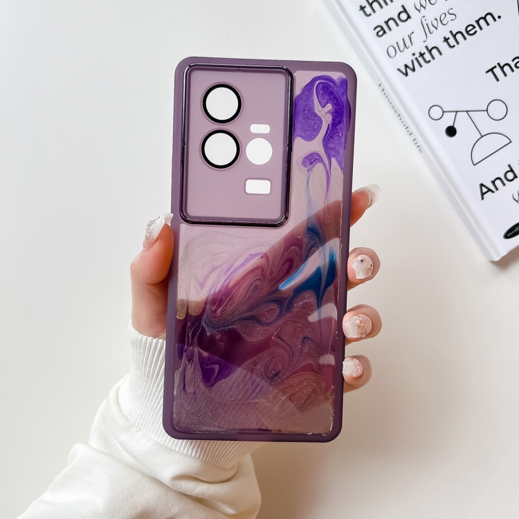 

For vivo iQOO 11 Oil Painting Electroplating TPU Phone Case(Purple)