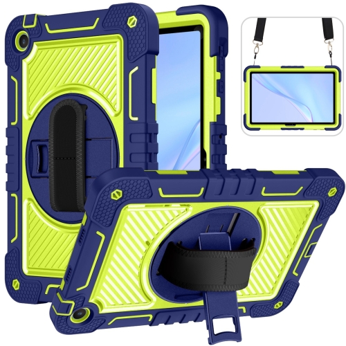 For Huawei MatePad SE 10.4 360 Degree Rotation PC Contrast Silicone Tablet Case(Navy Blue + Yellow Green)