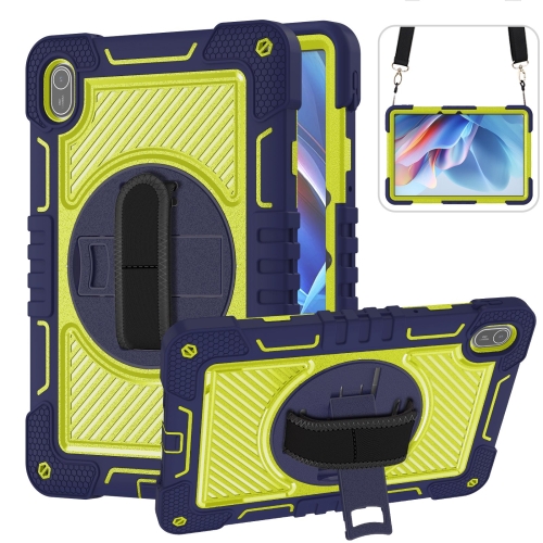 

For Huawei MatePad SE 11 360 Degree Rotation PC Contrast Silicone Tablet Case(Navy Blue + Yellow Green)