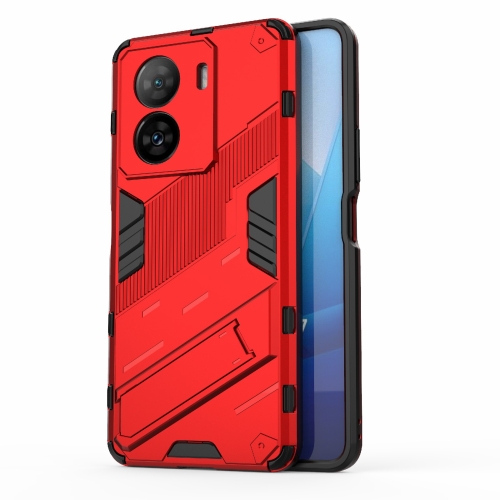 

For vivo iQOO Z7 5G Punk Armor 2 in 1 PC + TPU Shockproof Phone Case with Invisible Holder(Red)