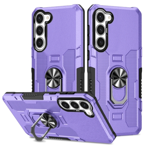 

For Samsung Galaxy S23 5G Ring Holder Armor Hybrid Phone Case(Purple)