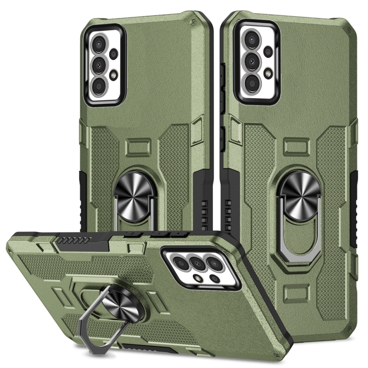 

For Samsung Galaxy A13 4G Ring Holder Armor Hybrid Phone Case(Green)