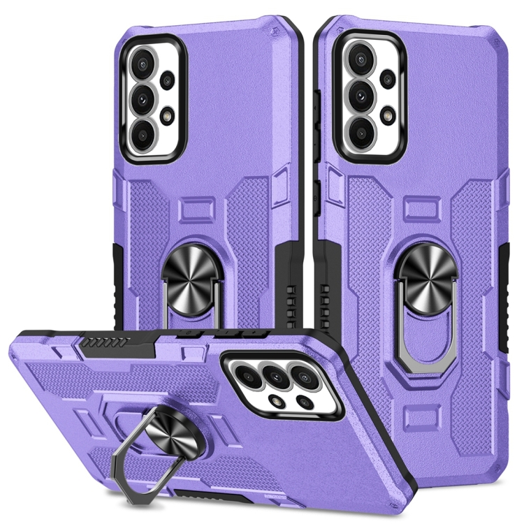 

For Samsung Galaxy A23 5G / 4G Ring Holder Armor Hybrid Phone Case(Purple)