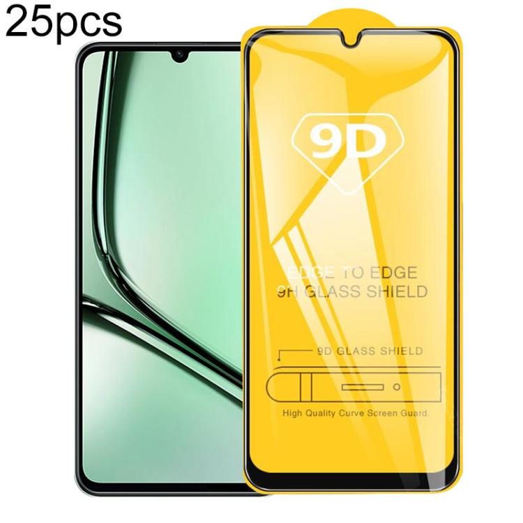 

For Realme Note 60x 4G 25pcs 9D Full Glue Screen Tempered Glass Film