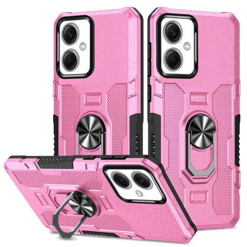 

For Xiaomi Redmi Note 12 5G Global / Poco X5 Ring Holder Armor Hybrid Phone Case(Pink)