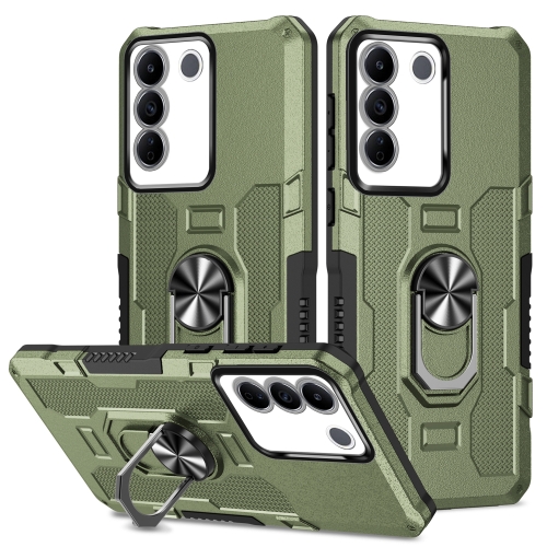 

For vivo V27e Ring Holder Armor Hybrid Phone Case(Green)