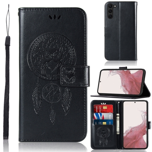 

For Samsung Galaxy S23+ 5G Global Wind Chime Owl Embossing Pattern Leather Phone Case(Black)