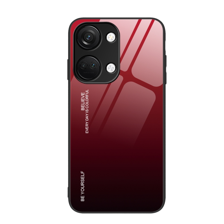 

For OnePlus Ace 2V Gradient Color Glass Phone Case(Red Black)