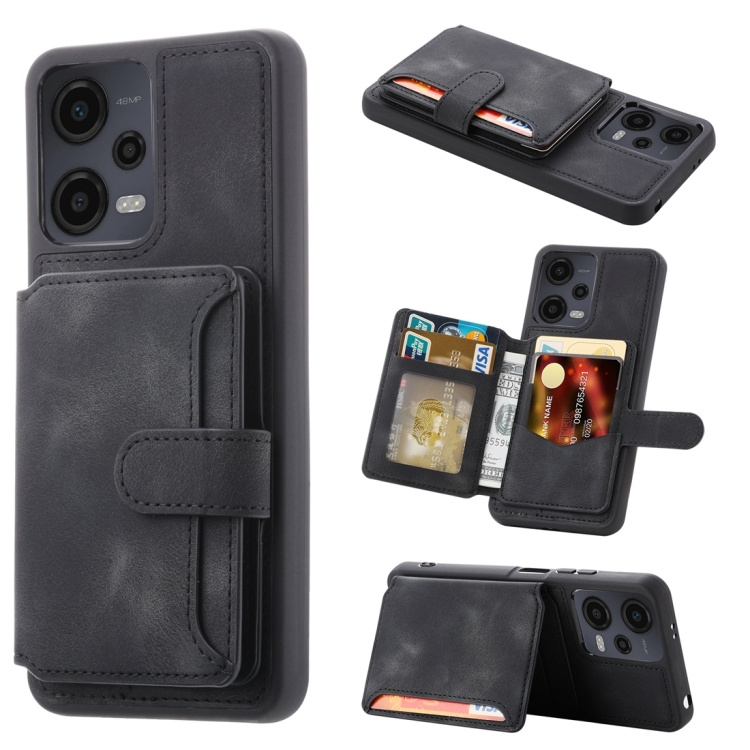 

For Xiaomi Redmi Note 12 4G Global Skin Feel Dream RFID Anti-theft PU Card Bag Phone Case(Black)