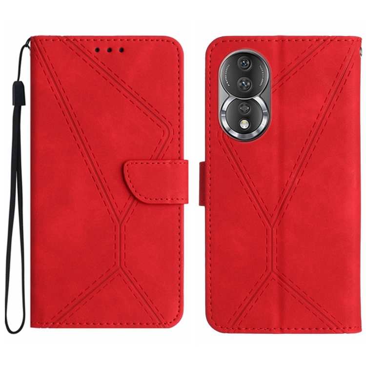 

For Honor 80 Stitching Embossed Leather Phone Case(Red)
