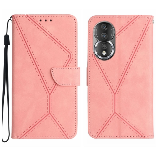 

For Honor 80 Stitching Embossed Leather Phone Case(Pink)