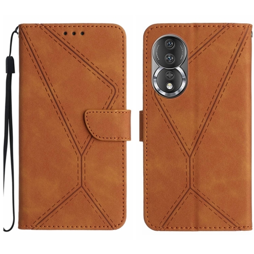 

For Honor 80 Stitching Embossed Leather Phone Case(Brown)