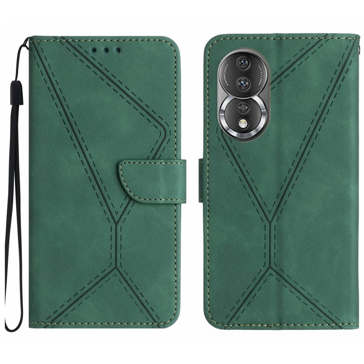 

For Honor 80 Stitching Embossed Leather Phone Case(Green)