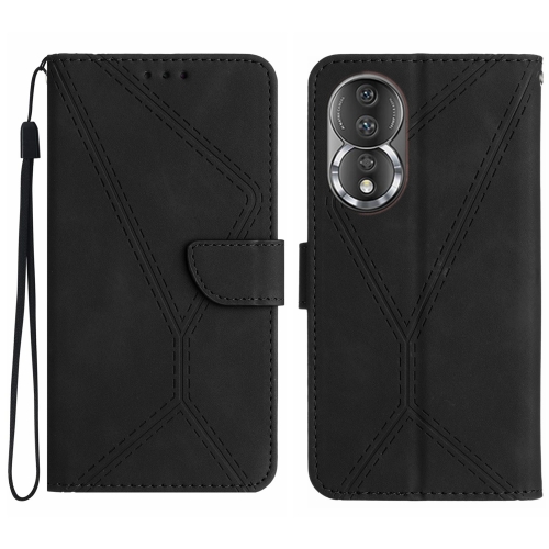 

For Honor 80 Stitching Embossed Leather Phone Case(Black)