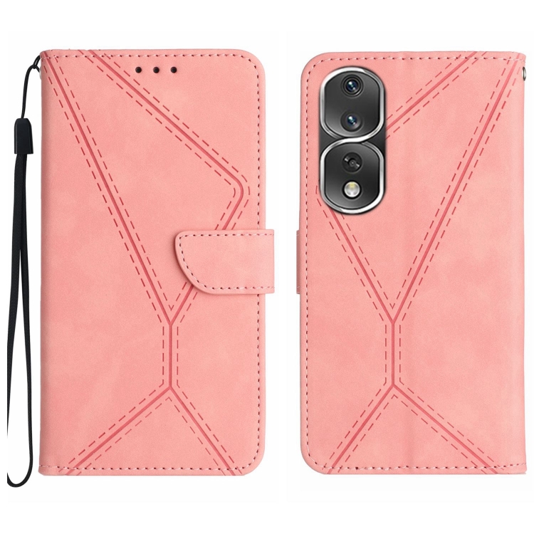 

For Honor 80 Pro Stitching Embossed Leather Phone Case(Pink)