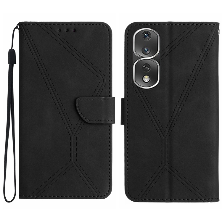

For Honor 80 Pro Stitching Embossed Leather Phone Case(Black)