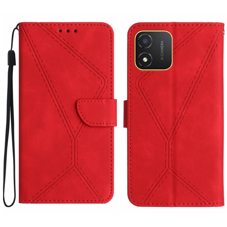 

For Honor X5 4G Stitching Embossed Leather Phone Case(Red)