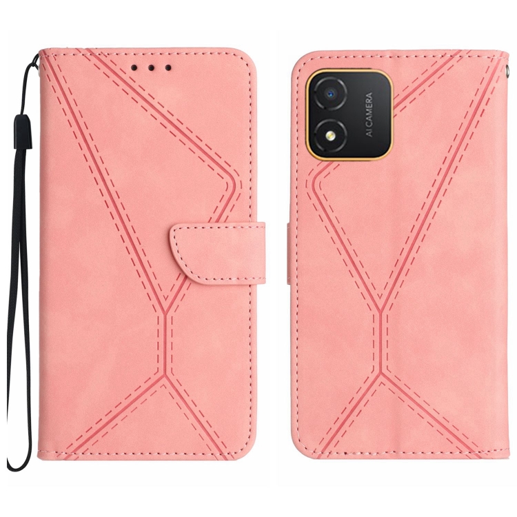 

For Honor X5 4G Stitching Embossed Leather Phone Case(Pink)