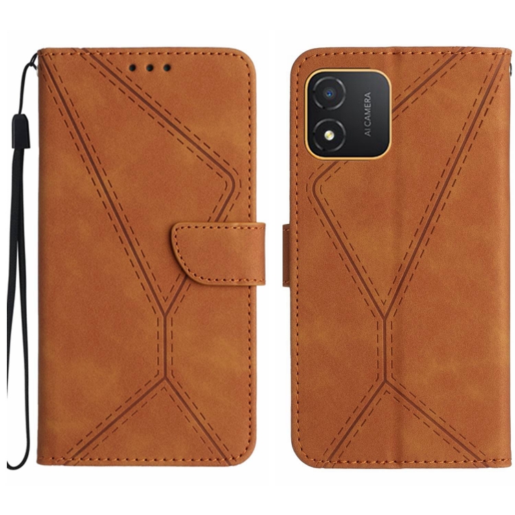 

For Honor X5 4G Stitching Embossed Leather Phone Case(Brown)