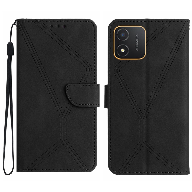 

For Honor X5 4G Stitching Embossed Leather Phone Case(Black)